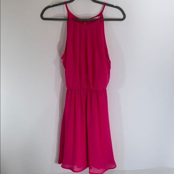Lush Hot Pink Halter Dress Size Small - Picture 3 of 14